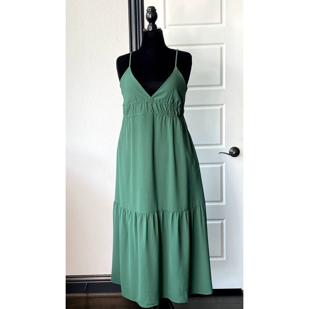 Olive Green Sleeveless Tie-Back Dress
